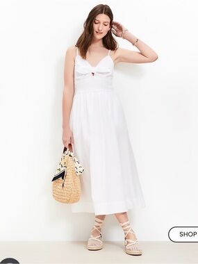 LOFT White Spaghetti Strap Sundress